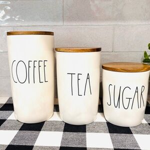 NEW Rae Dunn Coffee Tea Sugar Cellar Canisters Set Farmhouse Kitchen Decor